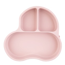 PAPU BABY Plato con divisiones Coche de silicón para bebés 2 piezas. Libres de BPA. Plato con succión. Silicón de grado alimenticio. Alimentación independiente. (Rosa Pastel)