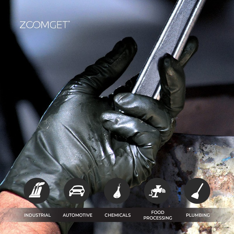 AMMEX Black Nitrile 3 Mil Disposable Gloves - Powder-Free, Latex-Free,