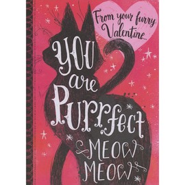 Designer Greetings From Your Furry Valentine: Black Cat Silhouette, You Are Purrfect Valentine's Day Card from Cat