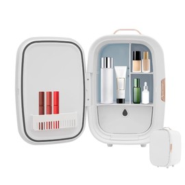 Mini Fridge, 12L Skincare Fridge Portable Small Refrigerator Cooler & Warmer Compact Fridges, Intelligent Constant Temperature Cosmetics Refrigerator Compact Fridge for SkinCare, Food, Bedroom, Office