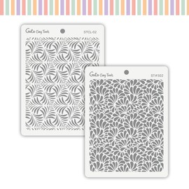 GOTO CLAY TOOLS 2 Plastic Stencils Set for Polymer Clay Jewelry Making Scallop Fan and Geometrical Patterns, Texture Sheet for Polymer Clay STCL-1