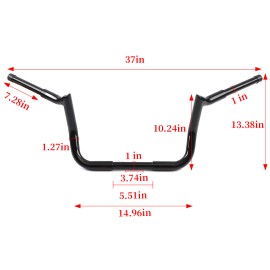 ZXMT 10" Black Meat Hook Monkey Bar Ape Hangers Handlebars For Harley Bagger Touring