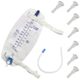 Male Complete Kit Urinary Incontinence One-Week, 7-Condom Catheters External Self-Seal 31mm (Intermediate), + Premium Leg Bag （1000ml）with 18" Tubing, Straps & Fast and Easy Draining