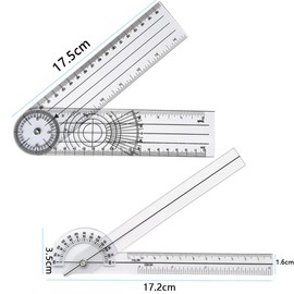 Selinear Goniometer, 2 Pack Plastic, Clear, Multi-functional, Portable, Drawing, Engineering, Architectural Design, Carpentry, Spine Goniometer Protractor (6 Inch 180°+ Rotating Corn Ruler)