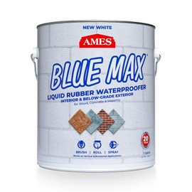 AMES BMX1WRG 1 Gallon Blue Max, White Liquid Rubber Waterproofer,Regular Grade 1 Gallon - for Use in Interior & Below-Grade Exterior - Concrete Sealer, House Paint and More.