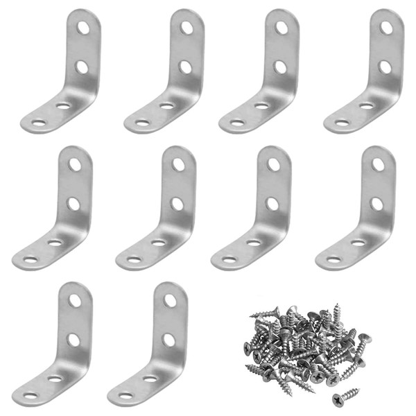 Small Brackets, 10Pcs Stainless Steel Right Angle Bracket, 40x40mm Small