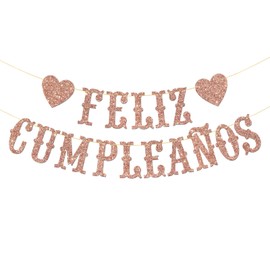 Feliz Cumpleaños Banner Glitter (Rose Gold)