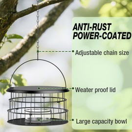 Hanging Bird Feeder, Metal Caged Squirrel Proof Bluebird Feeders - Birdfeeder Hanging for Garden Yard Outside, Upgraded Metal Mesh for Squirrel-Proof, Outdoors Hanging to Attracting Birds