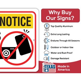 Metal Sign - Security Notice No Photos or Video Allowed - Use Indoor/Outdoor - Warning Signage for Private, Restricted, and Secure Areas or Facilities, Photography Prohibited, (8" x 12")