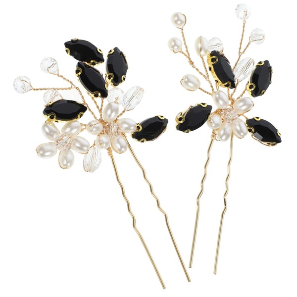 VICASKY 1 Pair Elegant Pearl Design Hair Forks for Women