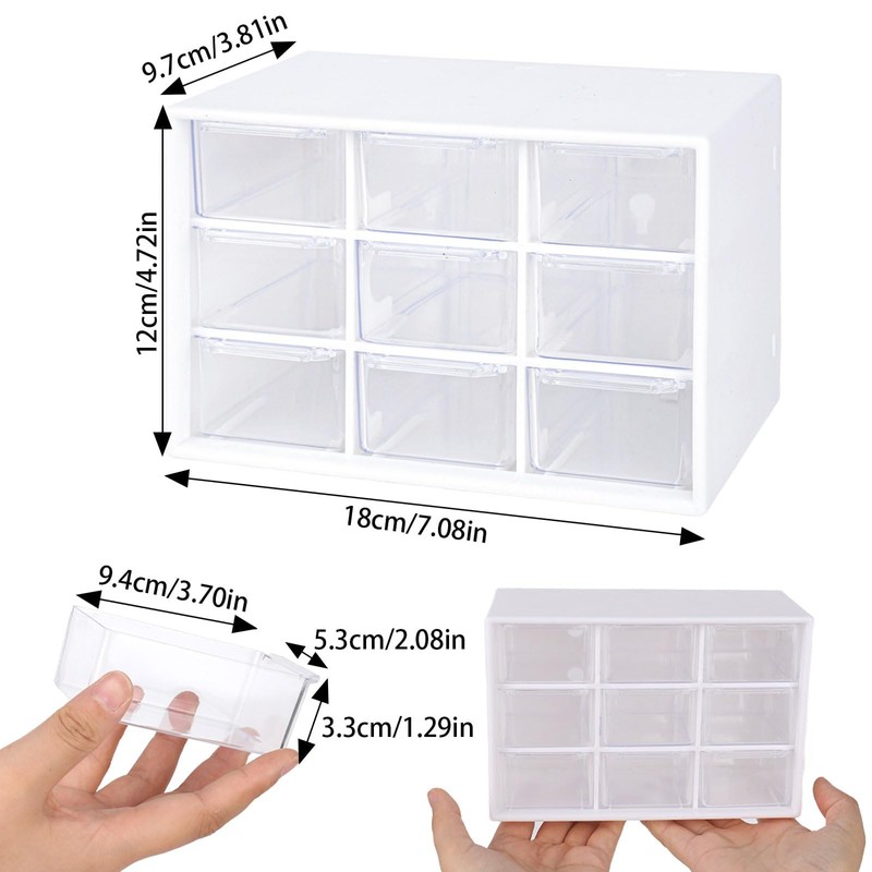 Pack of 2 Craft Box Storage Drawer Sorting Box Desktop