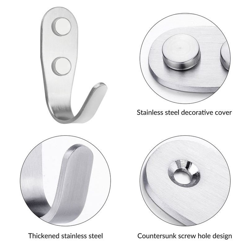 YSDMY 6 Pcs Coat Hooks Wall Mounted Hat Hook Robe