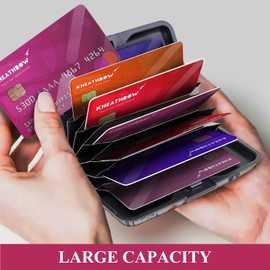 AUEKLLW Mini RFID Aluminum Credit Card Holder for Women Men, Slim Business Hard Card Case, Cute Card Wallet ID Case Cute Floral