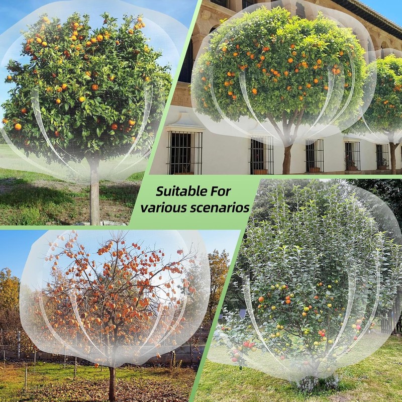 2PCS Large Fruit Tree Netting with Drawstring and Zipper, 8