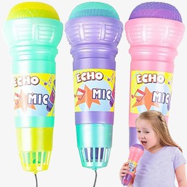 The Dreidel Company Echo Mic, Kids Echo Microphones in, Durable and Lightweight, Fun Play Toys, Fun Music Party Favor, 10" Inches (3-Pack)