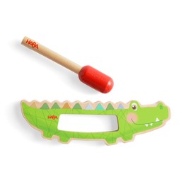 HABA Guiro Sound Crocodile - Montessori Wooden Music Toy - Children's Musical Instrument from 2 Years - Easy to Play - 2010994001