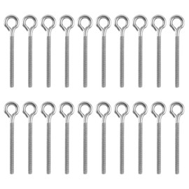 Pack of 20 Eye Bolts M5, 304 Stainless Steel Eye Bolt, Micro Opening Hole Eye Bolt, Rust Resistant Screw Eyelets, Long Shank Eye Bolts with Thread for Fixing and Hanging