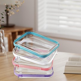 Clear Zipper Pouches,Clear Cosmetic Bags with Zipper - Toiletry Organizer Storage Containers for Cosmetic Snack Travel Women Skin Care Products