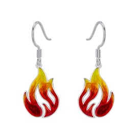 PELOVNY Flame Fire Earrings for Women S925 Sterling Silver Nature Fire Nation Drop Dangle Hook for Mom Daughter Wife