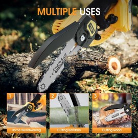Anttctig Mini Chainsaw, 6 Inch Portable Electric Chainsaw, Lightweight Battery Powered Sm