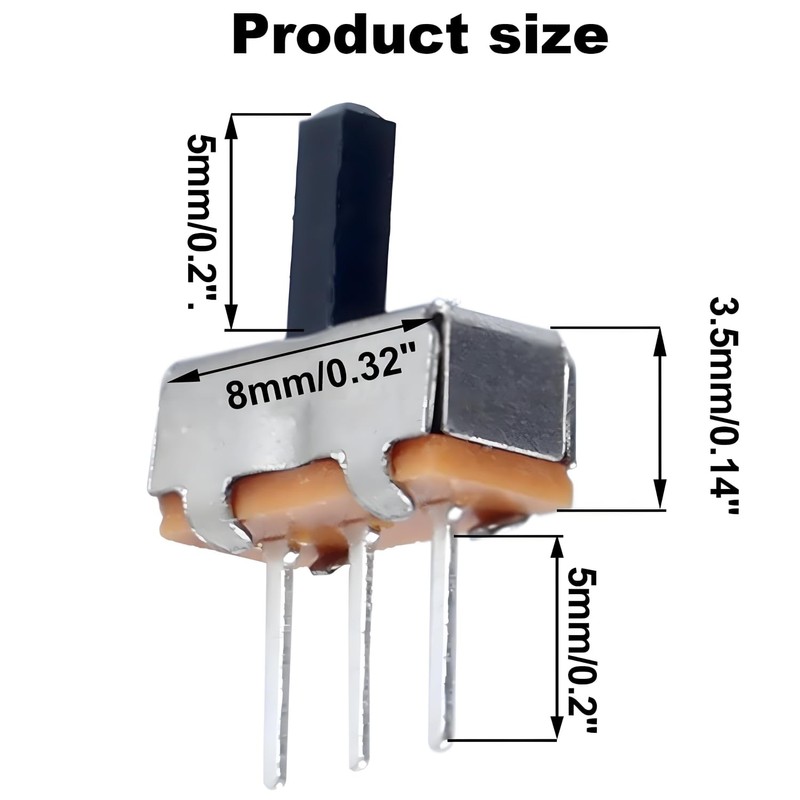 JIQI 5mm/0.2" High Knob Vertical Micro Mini Slide Switchs,3 Pin