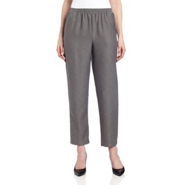 Alfred Dunner Women's Pull-On Style All Around Elastic Waist Polyester Cropped Missy Pants, Grey, 18