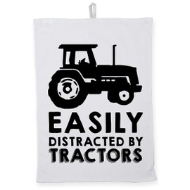 Hippowarehouse Easily distracted by tractors Tea Towel Eco Printed Dish Cloth Kitchen accessory 50cmx70cm 100% Cotton