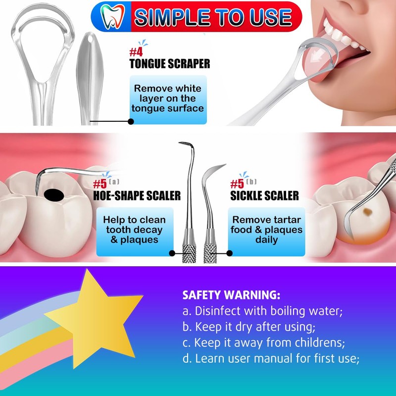 Dental Tools, Teeth Cleaning Tools, Plaque Remover for Teeth, Professional