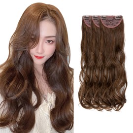 [SARLA] Hair Extensions Wig Nape Curly Hair Long (3-piece set) One-touch Hair Extensions Free combination Clip-on Easy to Wear Light Brown 19.7 inches (50 cm)