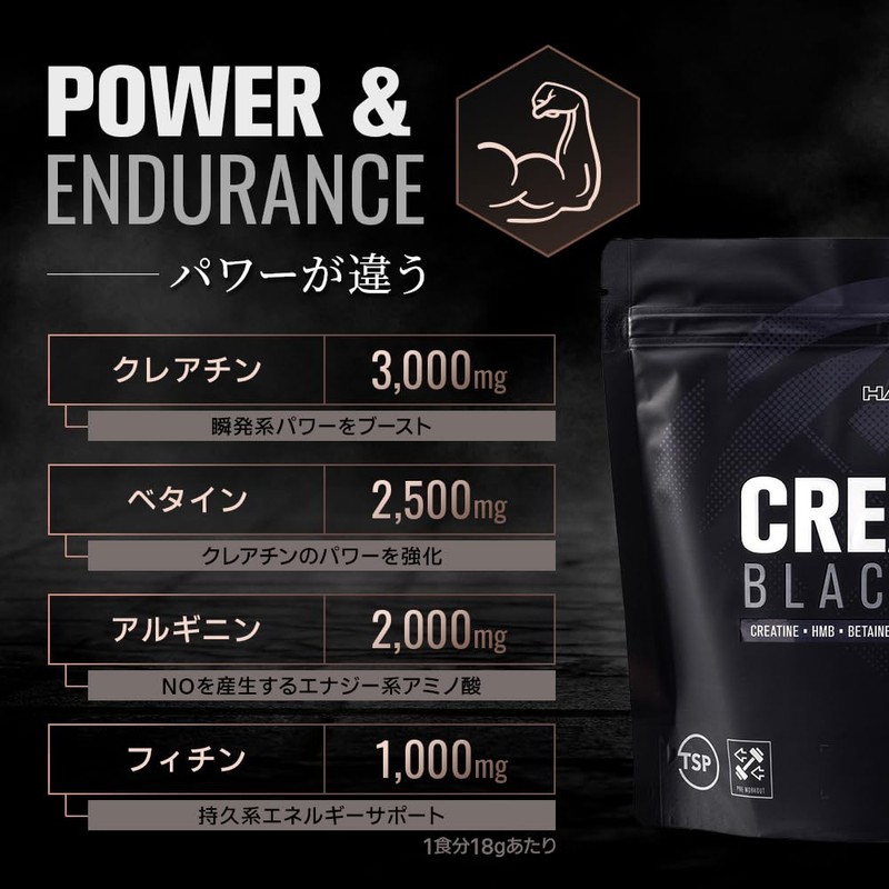 HALEO クレアチン クレアボルブラックOPS クレアピュア HMB アルギニン グルタミン ベタイン フィチン配合 540g