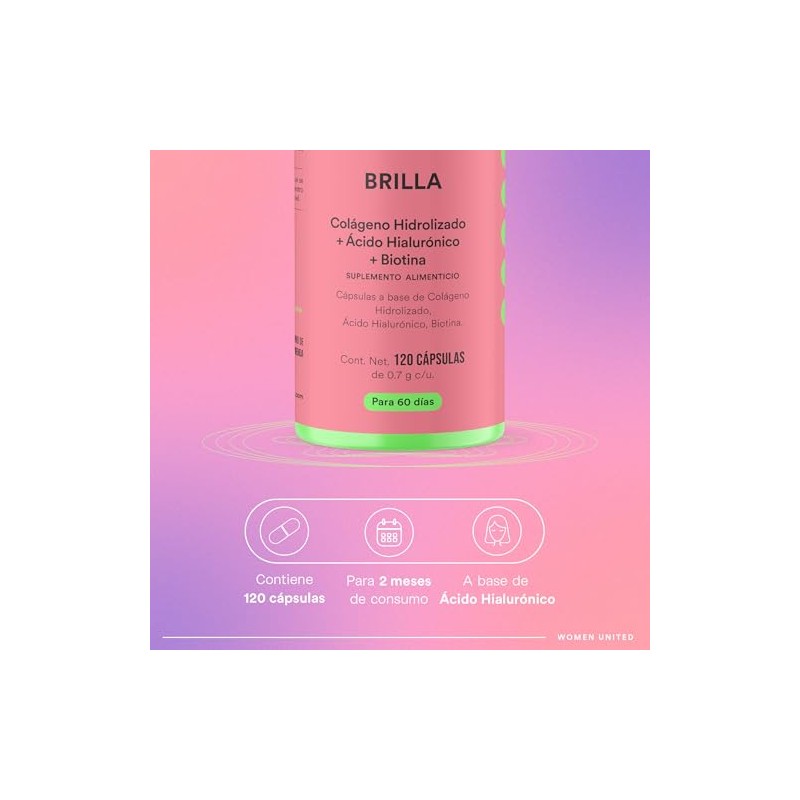 Nutrition Brilla Colágeno Hidrolizado Puro Biotina Ácido Hialurónico Péptidos Vitaminas