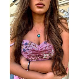 EleQueen 925 Sterling Silver CZ Heart of Ocean Titanic Inspired Bowknot Pendants Necklace (Blue Heart Necklace)