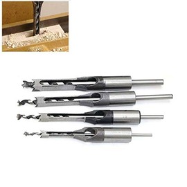 Vogueing Tool Square Hole Saw, 4pcs Square Hole Saw HSS Woodworking Square Hole Drill Bits Set with Twist Drill DIY Mortising Chisel Power Tools (6/8/9.5/12.7mm)