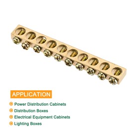 sourcing map Pack of 5 Terminals Earth Rail Screw Block Barrier Brass 10 Positions 82.1 mm x 5.7 mm x 10 mm for Electrical Distribution