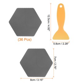 HARFINGTON 36pcs Non-Slip Bathtub Stickers Set 3.15" Hexagon Shower Floor Sticker PEVA Anti-Slip Adhesive Appliques with Scraper for Bathroom Kitchen Treads Stairs Swimming Pool, Gray