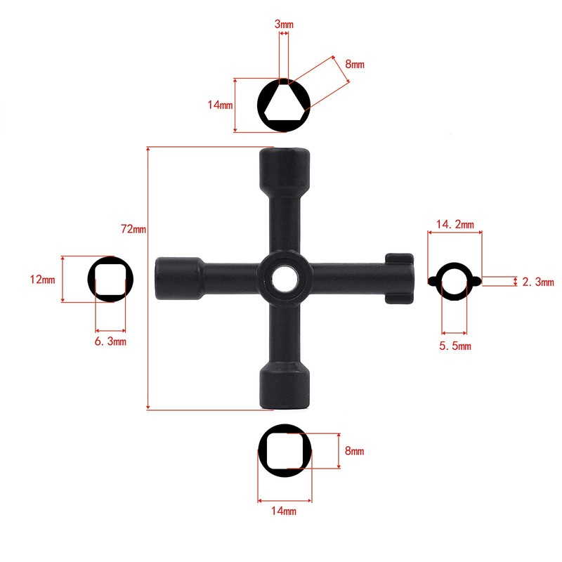 4 Way Multifunction Key, Universal Control Cabinet Key Torque Wrench
