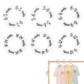 6Pcs Baby Closet Dividers,Double-Sided Baby Wardrobe Dividers,Baby Closet Organizer for New Mom Dad Parents Nursery Decor,Round Clothes Hanger Dividers Writable and Reusable for Sorting Clothing Size