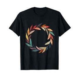 Autumn Leaf Wreath Botanical Circle T-Shirt