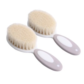 Kisangel 2pcs Hair Brush Set Natural Wool Shampoo Brush for Gentle Care Comfortable Hair Cleaning for Newborns and Grey