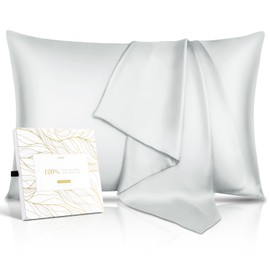 100% Pure Mulberry Silk Pillowcase for Hair & Skin - 22 Momme 6A High-Grade Fibers - Anti-Aging, Anti-Sleep Crease, Cooling Satin Pillowcases with Hidden Zipper, Best Gift Idea (Standard 20x26 Inches)