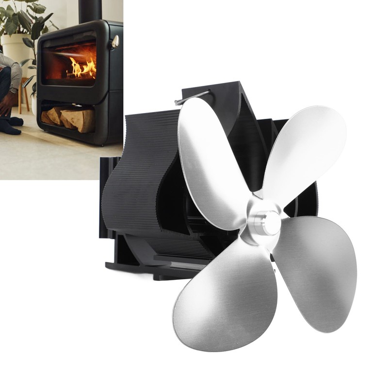 Wall Mounted Fireplace Fan 4 Blade Heat Powered Wood Stove