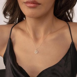 immerFancy Gold Small Compass Charm Necklace for Women, Friendship Necklace for Best Friend Gold Plated Inspirational Cubic Zirconia Compass Necklaces Graduation Gifts for Her