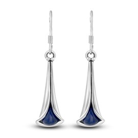Unique Art Nouveau Earrings Genuine Lapis Lazuli Drop Earrings 3 Carat 925 Sterling Silver Nickel-Free in Jeweller's Quality, Sterling Silver, Lapis Lazuli