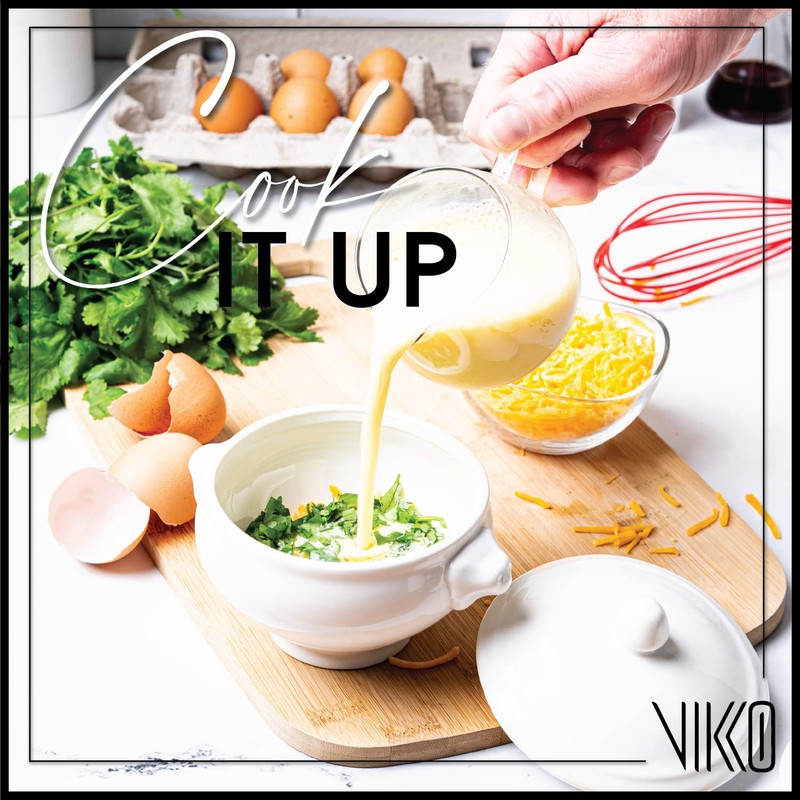 Vikko Soup Crocks With Lion Lids, 14 Ounce White Soup