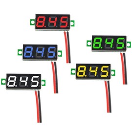 Greluma Pack of 5 0.28 Inch Mini Digital DC Voltmeter, Two-Conductor 2.5 V-30 V Mini DC Voltmeter Voltage Tester Meter - 5 Colours