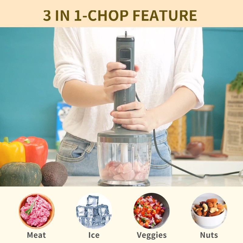 La Reveuse Immersion Blender Handheld, 3 in 1, 300 Watts