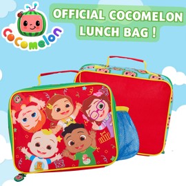 CoComelon Boys Girls Lunch Bag with Bottle Holder Kids JJ Pack Lunch Box Nursery Cooler Bag Snack Case