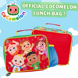 CoComelon Boys Girls Lunch Bag with Bottle Holder Kids JJ Pack Lunch Box Nursery Cooler Bag Snack Case