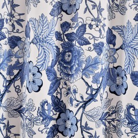Lush Decor Sydney Light Filtering Window Curtain Panels, Pair, 52" W x 84" L, Navy & White Drapes - Floral Curtains for Bedroom - Vintage Curtains - Coquette Decor