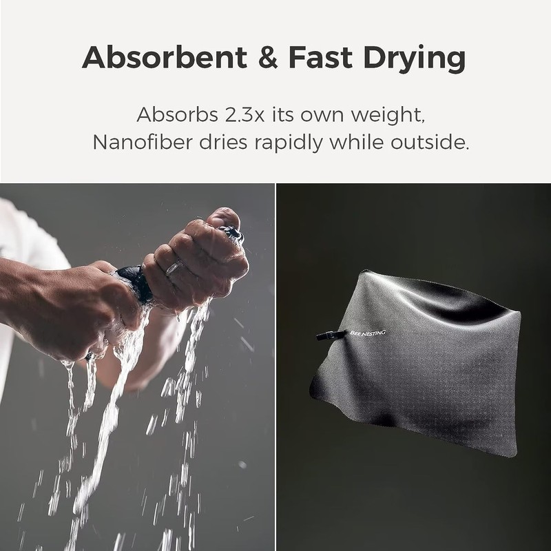BEE NESTING Ultralight Quick Dry Towel, Extra Large&Small 2 Pack